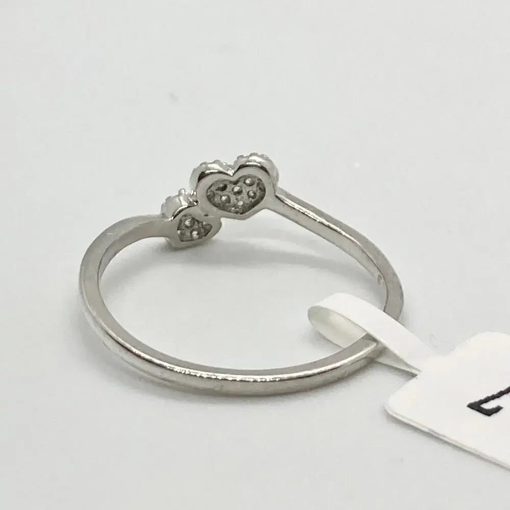Size 7 Double Heart CZ 925 Ring